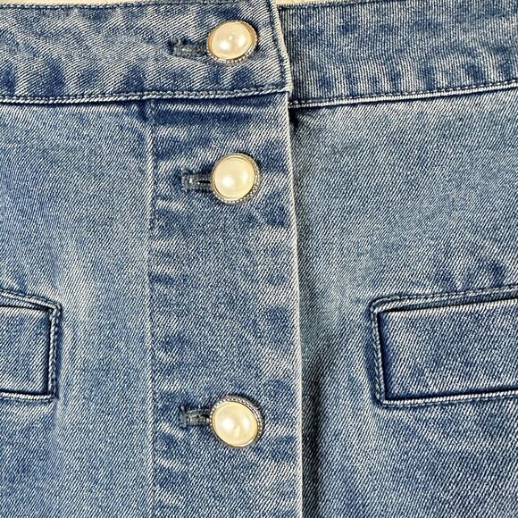House of Harlow 1960 Skirt 4 Mini Denim Jean Faux Pearl Button 90s Y2K Fairy NWT - Picture 6 of 8